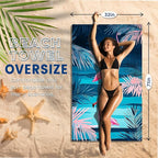 2 Pack Microfiber Beach Towel Oversized 71"x32" Sand Free Quick Dry Absorbent Lightweight Thin , Compact Towels for Travel Swimming Pool Yoga Gym Camping Beach Accessories Vacation Essentials Gift