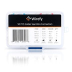 Wirefy 50 PCS Solder Seal Wire Connectors Kit - Heat Shrink Solder Butt Connectors - Resistant Solder Sleeves - Self Soldering Wire Connectors - Set 26-10 AWG