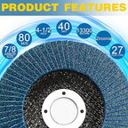 Flap Discs 4 1/2 for Angle Grinder, 12 Pcs Flap Discs 40 Grit, 4.5" x 7/8" High Density Zirconia Type 27 Flap Sanding Disc for Grinding, Rust Removal, Sanding and Finishing - 12 Packs