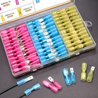 mankk 100PCS Heat Shrink Spade Connectors Kit with Crimping Tool,AWG 22-10 Electrical Waterproof Crimp Butt Terminals Female and Male Spade Terminals (Yellow/Red/Blue) M-N-070-100PCS+Tool
