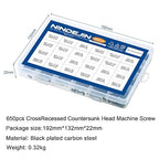 NINDEJIN 650 pcs Laptop Screw Kit, Replacement Computer Notebook Miniature Screws, M1.4 M1.7 M2 M2.5 M3 Note PC Motherboard Round Pan Head Phillips Fasteners Set