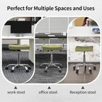 Adjustable Work Stool with Wheels (300lbs Capacity) (Saddle Shaped Seat) Faux Leather Workbench Stool (Green)