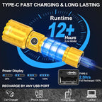 Flashlights High Lumens Rechargeable, Super Bright Long Range Small Powerful Flashlight, 6 Modes LED Tactical Pocket Waterproof Flash Light for Camping (2, Black/Gold)
