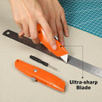 Reginary 20 Pcs Box Cutter Bulk Retractable Utility Knife Heavy Duty Aluminum Alloy Razor Knife for Cardboard Box Carton Opener for DIY, Factory, Home Office(Orange)