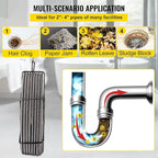VEVOR Drain Cleaning Cable 100 ft x 1/2 inch Solid Core Cable Sewer Cable, Drain Auger Cable Cleaner, Snake Clog Pipe Drain Cleaning Cable W/Four Shapes of Cutters