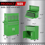 INTERGREAT Tool Chest, Assembled Tool Cabinet with 8 Drawers, Detachable Organized Tool Chests, Lockable Tool Cabinet for Workshop, Warehouse, Mechanics Garage (Green)