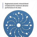 3M Hookit Blue Abrasive Discs 36183, Multi-Hole, Blend Preparation, Paint Preparation, 6 in, 600 Grade, 50 Discs/Carton