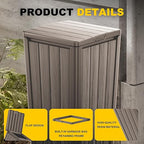 Vixzen 36 Gallon Kitchen Trash Can with Lid,Outdoor Waterproof Resin Waste Bin,Lightweight,Sturdy Garbage Bin for Patio,Kitchen,Backyard，Grey