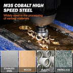 THINKWORK M35 Cobalt Spiral Flute Step Drill Bit, Single Size HSS Step Bit 1/4", Small Size EDC 1/4" Shank Step Bits for Metal, Carbon Steel, Stainless Steel, Wood, Plastic
