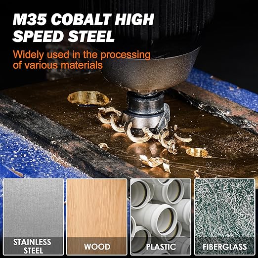THINKWORK M35 Cobalt Spiral Flute Step Drill Bit, Single Size HSS Step Bit 3/4", Small Size EDC 1/4" Shank Step Bits for Metal, Carbon Steel, Stainless Steel, Wood, Plastic