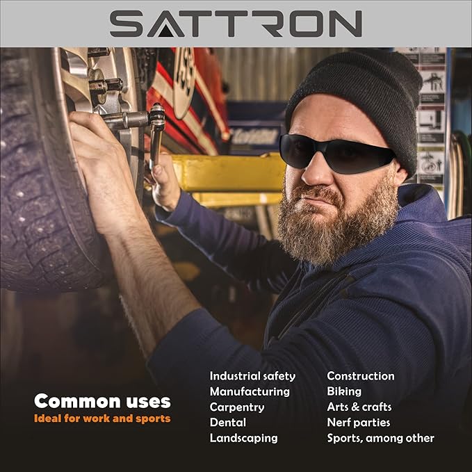 3 Pack of Tinted Safety Glasses, Scratch & Impact Resistant Protective Eyewear, Dark Lenses for UV Protection