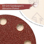 100 PCS 60 Grit 5 Inch Sanding Discs, Hook and Loop Sandpaper for Random Orbital Sander