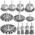 12 Pcs Drill Wire Brush Attachments Set, Heavy Duty Wire Brush Wheel for Drill, 1/4" Hex Shank Coarse Carbon Steel Crimped, Ideal for Cleaning Rust, Paint, Abrasive