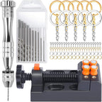 LEOBRO Hand Drill, Pin Vise with Drill Bits, Drill Press Vise, Keychain Making Kit, Jewelry Making Supplies, for Crafts