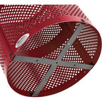 Global Industrial 32 Gallon Outdoor Perforated Steel Round Trash Can with Rain Bonnet Lid, Plastic Liner and Anchor Kit Included, 23-1/2" Diameter x 40-1/2"H, Red