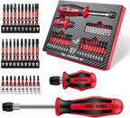 Changeable Head Manual Screwdriver Set Include 2Pcs Quick Change Screwdriver and 30Pcs Impact S2 Screwdriver Bits, Bit Extension Holder, Nut driver, Socket Adapter