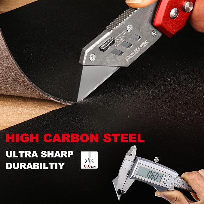 HAUTMEC 100 Pack Utility Knife Blades, Standard Box Cutter Blades with Innovative Safty Dispenser, Premium Carbon Steel Utility Blade Replacement, for Box, Carpet, Rope - HTUBL25011