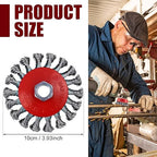 Tandefio 24 Pcs Wire Wheel Brush Wire Wheels with 5/8"-11 Threaded Arbor for 4 1/2 Angle Grinder Knotted Wire Cup Brush for Heavy Cleaning Rust Removal(Red,4 Inch)