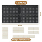 4 Packs 24"x12" Pegboard Wall Organizer, Metal Pegboard Panels Tool Organizer, Pegboard Storage System for Shop, Workbench, Black Metal Peg Boards for Walls