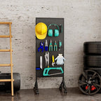 Metal Pegboard Display Stand 2 x 4.9 Feet, Adjustable Height with 40 Peg Board Hooks and Wheels, pegboard display rack, Craft Display Rack, Retail Display Rack, Garage Peg Board, Pegboard