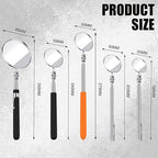 5 Pcs Telescoping Inspection Mirror Set Round Stainless Steel Mirror 360 Rotation Adjustable Inspection Tool with Long Handle for Check The Vehicle, Observe The Eyelashes, Mouth(Classic Style)
