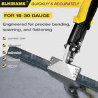3-Inch Sheet Metal Hand Seamer Tool, Heavy Duty Sheet Metal Bender for HVAC, Straight Jaw Bender with 1/4" Depth Mark, CRV Steel Construction & Ergonomic Non-Slip Grip