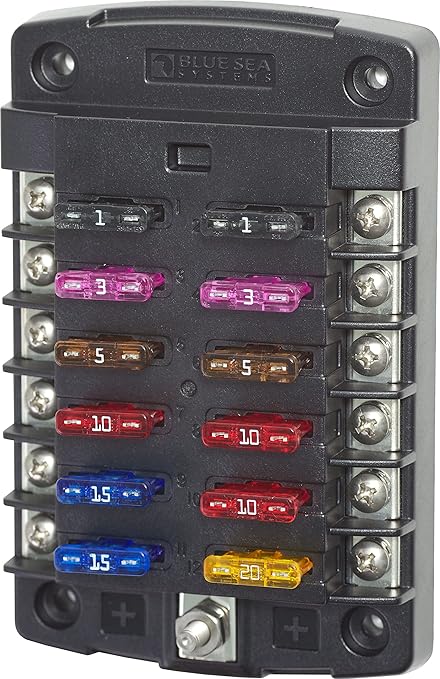 Blue Sea Systems 5034 ST Blade Fuse Block 12 Circuit, 100 Amps
