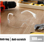 Chumia 100 Pairs Bulk Safety Glasses Eye Protection Goggles for Women Men Work Construction Science Lab