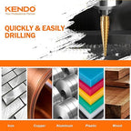 KENDO Step Drill Bit Set, Double Cutting Blades High Speed Steel Step Drill Bits for Metal, Wood Hole Drilling, Plastic, Total 28 Step Sizes Taper Drill bit Set, DIY Lovers with Bag, 3 Pieces