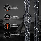 WEREWOLVES Reflective Paracord Rope 7 Strand Type III Parachute Cord 4mm 100ft / 200ft for Tent Camping Hiking Fishing Survival Tactical Clothesline DIY Projects