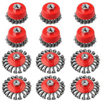 12 Pack Wire Brushes - 4 Inch Angle Grinder Wire Wheel, 5/8 Inch Threaded Arbor, 0.02 Inch Carbon Steel