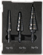M2 HSS Quick Change 1/2", 3/4" & 7/8" Step Drill Bit Set Double Fluted Drill Bits for Hole Drilling in Stainless Steel, Copper, Aluminum, Wood, Plastic