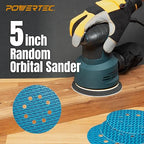 POWERTEC 5 Inch 8-Hole Hook and Loop Diamond Shaped Sanding Discs, 30-Pack Assorted Grits (60/80/120) for Random Orbital Sanders –J-Weight Cloth Backing for Long Life, Anti-Clog Sandpaper (44900)