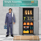 Metal Storage Cabinet with Wheels,Rolling Garage Storage Cabinet with Lock,Gray Lockable Metal Cabinets with Shelves,Tall Tool Cabinets on Wheels for Garage,Home,Office,Shop