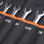 YOOFAN Wrench Roll Up Pouch – Wrench Organizer with 13+1 Pockets, Wrench Bag with handle, Wrench Holder for Hanging, Orange - SAE