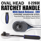 Socket Wrench, 1/2 Drive Ratchet Socket Wrench Dual Drive Ratchet Handles Wrenches with Soft Grip Locking Handle E-2203E