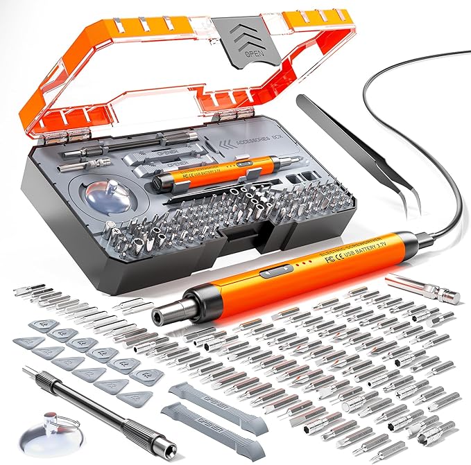 Electric Screwdriver Set, Precision Screwdriver Set, Magnetic Drill Bit, Magnetic Storage, Mini Precision Electric Screwdriver Repair Kit for PC RC Electronics