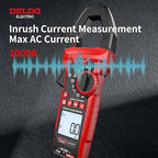 Professional Clamp Meter 1000A AC/DC Amp Clamp Multimeter & 1000V Voltage Tester True RMS, Inrush, VFD, LOZ - Measures Resistance, Temperature, Capacitance and Frequency, MAX/MIN Hold