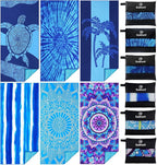 6 Pack Lightweight Thin Beach Towel Oversized 71"x32" Big Extra Large Microfiber Sand Free Towels for Adult Quick Dry Travel Camping Beach Accessories Gift Turtles Tie Dye Coconut Tree Mandala Stripe