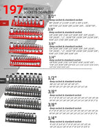 8-Piece Magnetic Socket Organizer Set,1/2", 1/4" and 3/8" SAE & Metric Deep & Shallow Socket Holder Kit, Socket Trays, holds 197Pcs Sockets (sockets not included)
