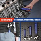 WORKPRO 10-Inch Adjustable Wrench, Cr-V Steel Wide Jaw Black Oxide Wrench, Metric & SAE Scales, for Home, Garage, Workshop and DIY