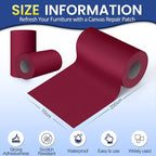 Self-Adhesive Canvas Repair Tape, 4" x 79" Waterproof Canvas Repair Patch, Fabric Patch Repairs Kit for Furniture, Tents, Sunbrellas, Boat Covers Awnings, Couches, Clothes, Bags Burgundy