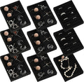 Frebeauty Small Jewelry Tray Set,Stackable Velvet Jewelry Organizer Tray,Mini Jewelry Drawer Organizer,Drawer Inserts,4.92 x 3.74 x 0.9 Inches,Earring Organizer for Women(Set 9,Black)