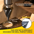 12 Sizes Step Drill Bit, 1/4 to 2-3/8 inch Black High Speed Steel Drill Cone Bits for Sheet Metal Hole Drilling Cutting, Sprial Unibit Extra Large 2-3/8 inch