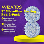 Wizards 12 DA Polisher Microfiber Cutting Pad - 2-pk 3inch - Backing Plate & Fast Cutting Micro Fiber Face- Compatible with Wizards Mystic Cut