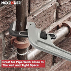 MAXPOWER 14-inch End Pipe Wrench, 45 Degree Aluminum Offset Pipe Wrench, Ideal for Pipe Working Close to The Wall