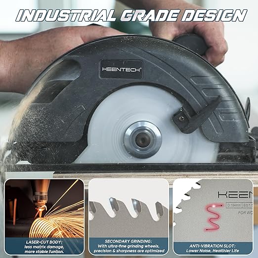 KEENTECH 7-1/4 Inch Woodworking Circular Saw Blade 40T 3-Pack, Non-Stick Coating, Tungsten Carbide Tipped, ATAF Grind, 5/8 Inch Arbor Hole with Diamond Cutout