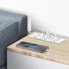 Recessed Power Strip with PD 30W Fast Charging, Conference Desk Flush Mount Outlets Plug in 6 Outlets & 8 USB Ports,3FT Cord Furniture Drawer Outlet White