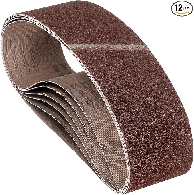 12 Pcs Sanding Belts 4 x 36 Inch 80 Grit Aluminum Oxide Abrasive Sandpaper for Belt Sander Metal Grinding Wood Working Weld Rust Removal