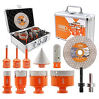 BGTEC Diamond Hole Saw Kit - 12PCS 6/6/8/19/35/50/65mm Drill Bits+20mm Milling Finger Bit+50mm Chamfering Bit+SDS/HEX+115mm Tile Blade for Porcelain Tile Ceramic Granite Marble Stoneware